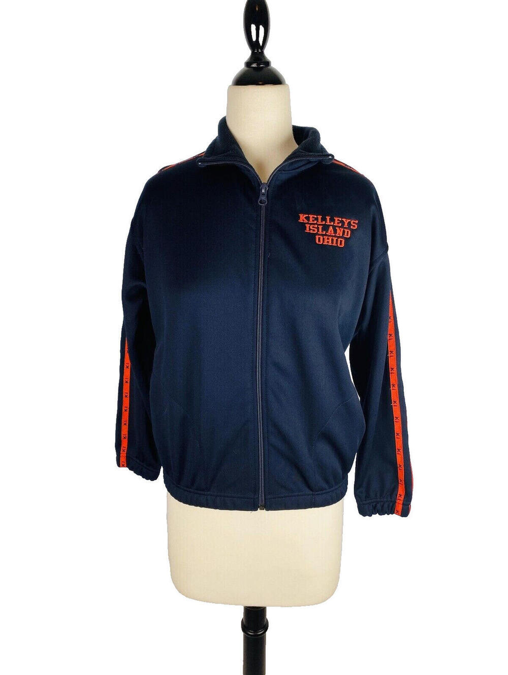 Woman Navy Blue Kelley Island Zip Closure Pockets Jacket Know Wear M Long Sleeve